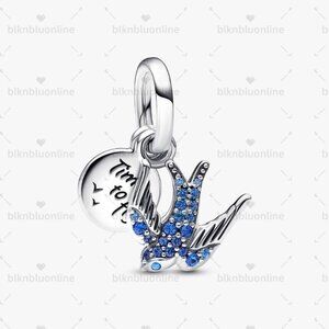 Pandora Sparkling Swallow & Quote Double Dangle Charm